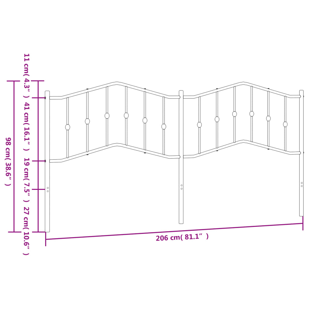 udskiftningsgavl 200 cm metal sort