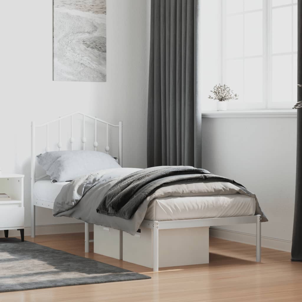 sengeramme uden madras med hovedgærde 75x190 cm hvid