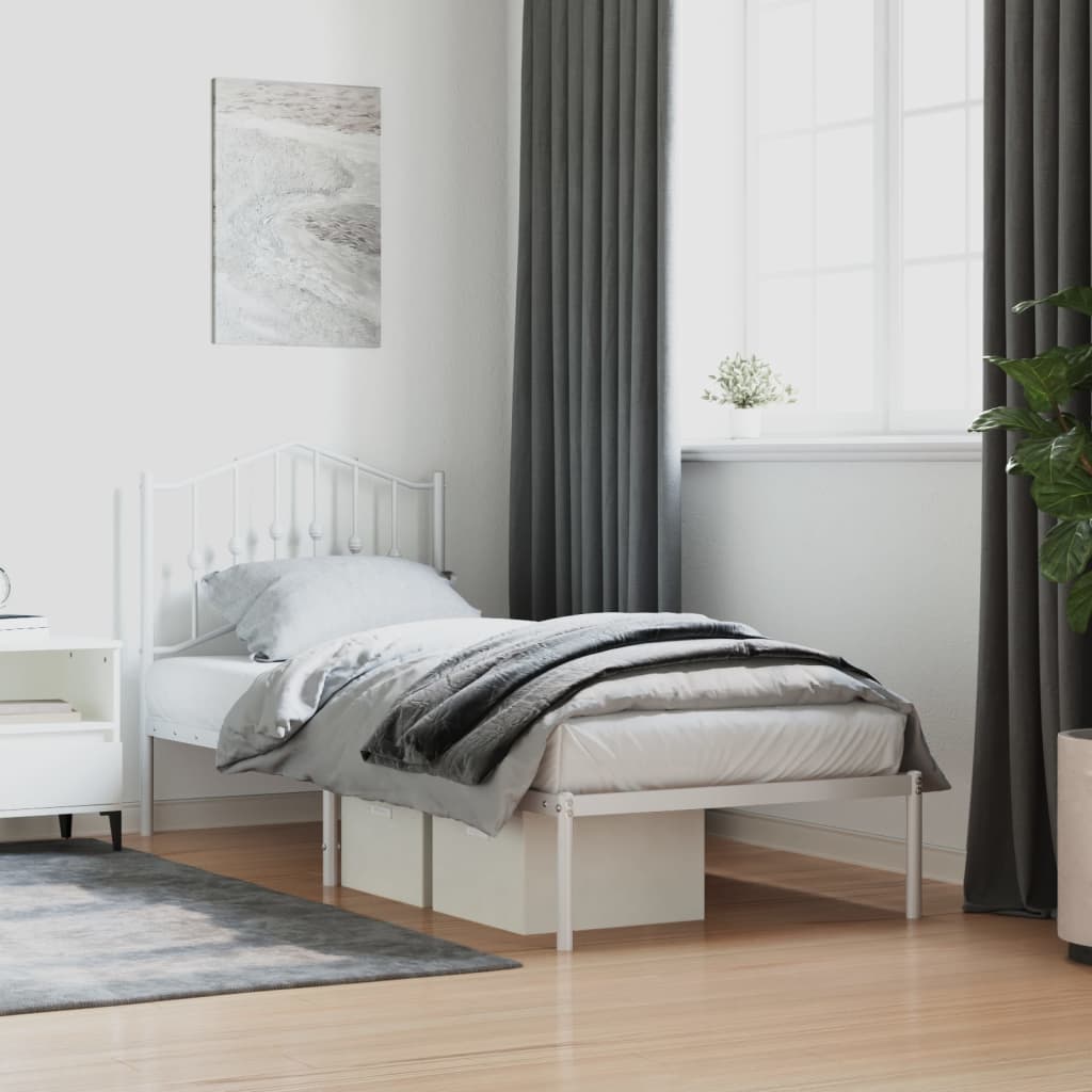 sengeramme med sengegavl 80x200 cm metal hvid