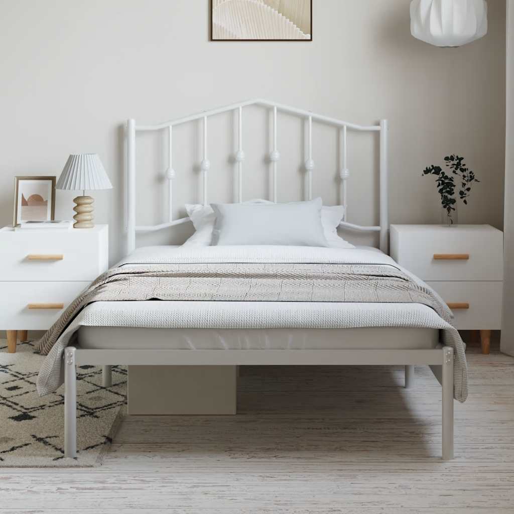 sengeramme med sengegavl 100x200 cm metal hvid