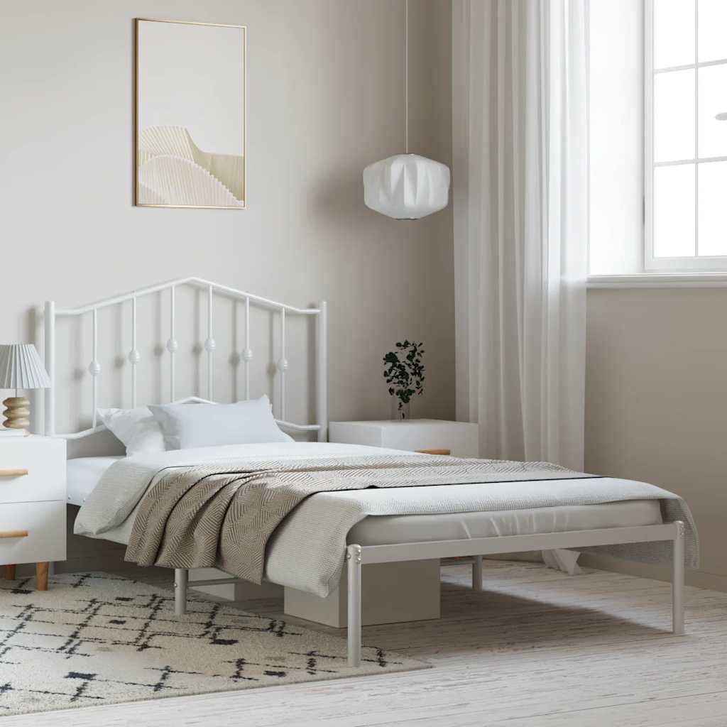 sengeramme med sengegavl 100x200 cm metal hvid