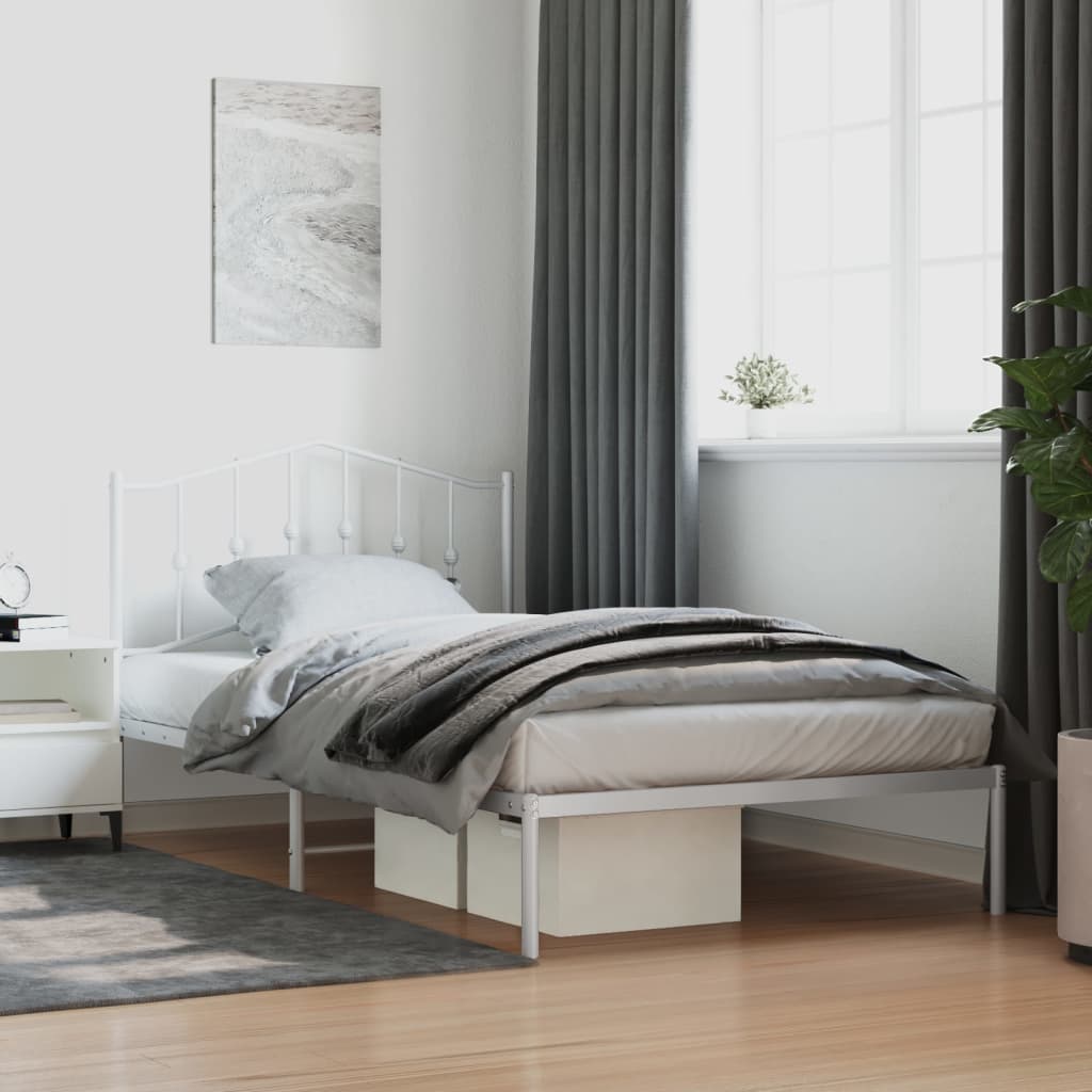 sengeramme med sengegavl 107x203 cm metal hvid