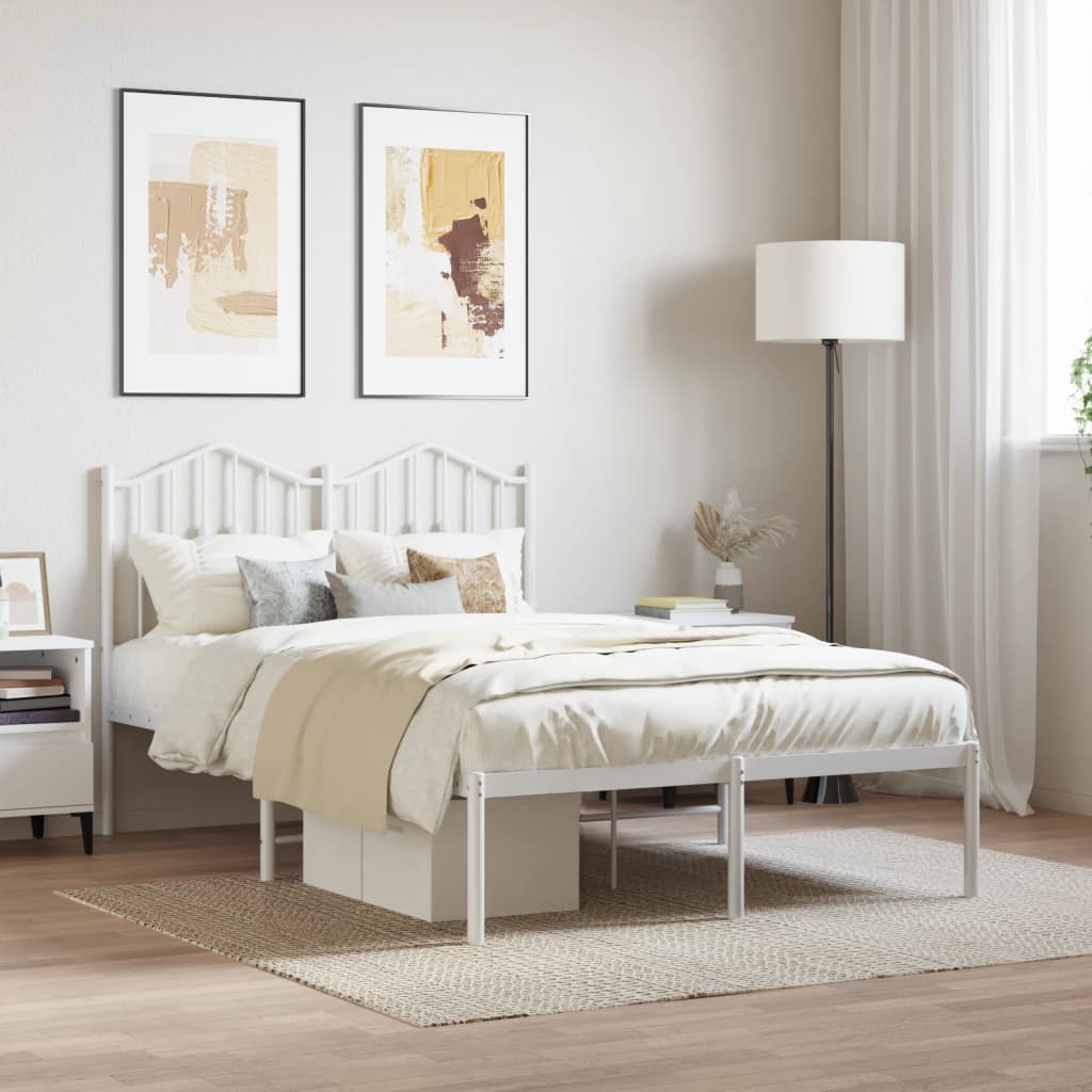 sengeramme med sengegavl 120x200 cm metal hvid