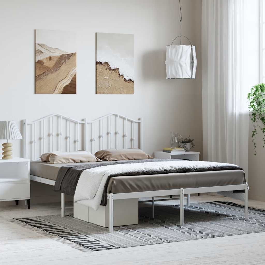 sengeramme med sengegavl 135x190 cm metal hvid