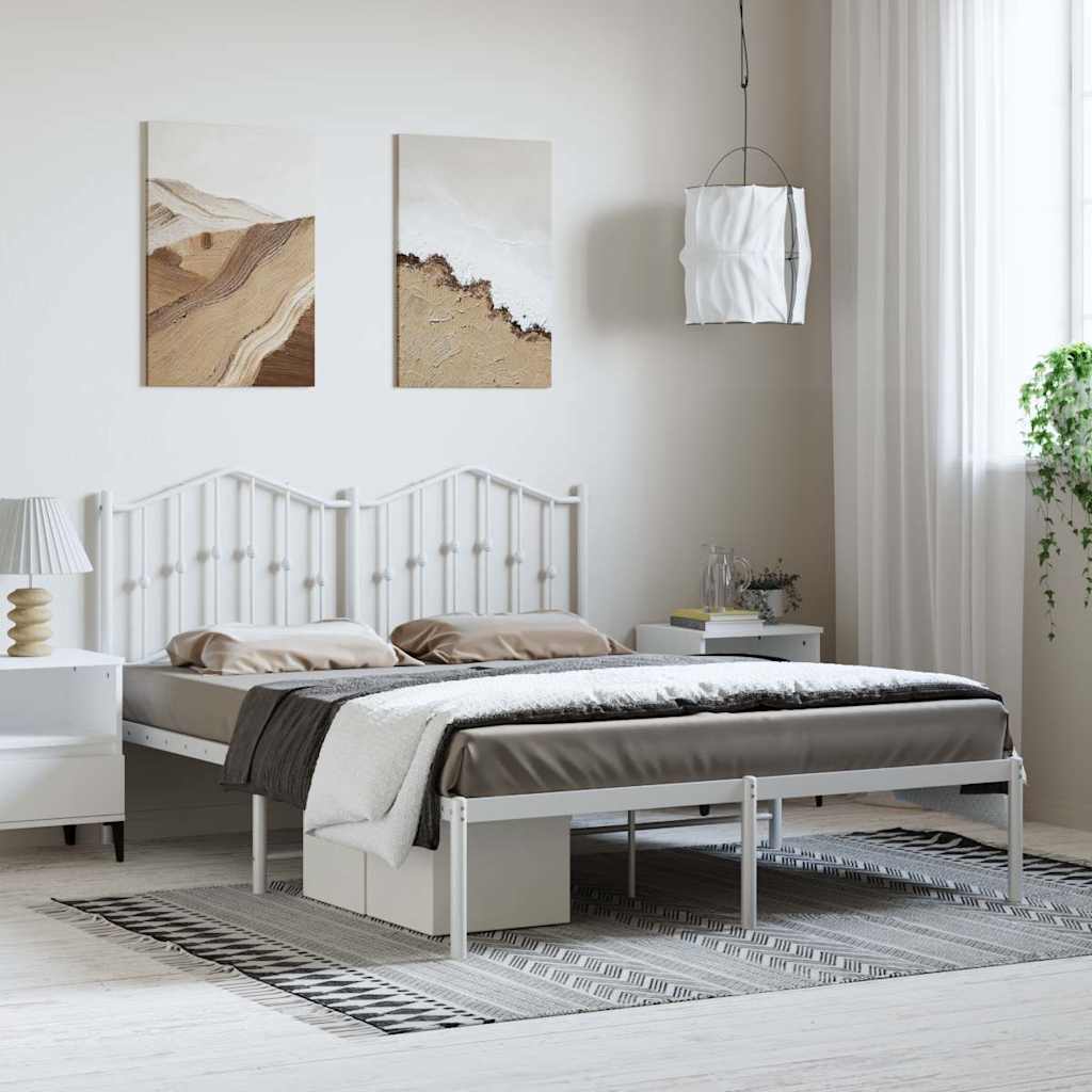 sengeramme med sengegavl 150x200 cm metal hvid
