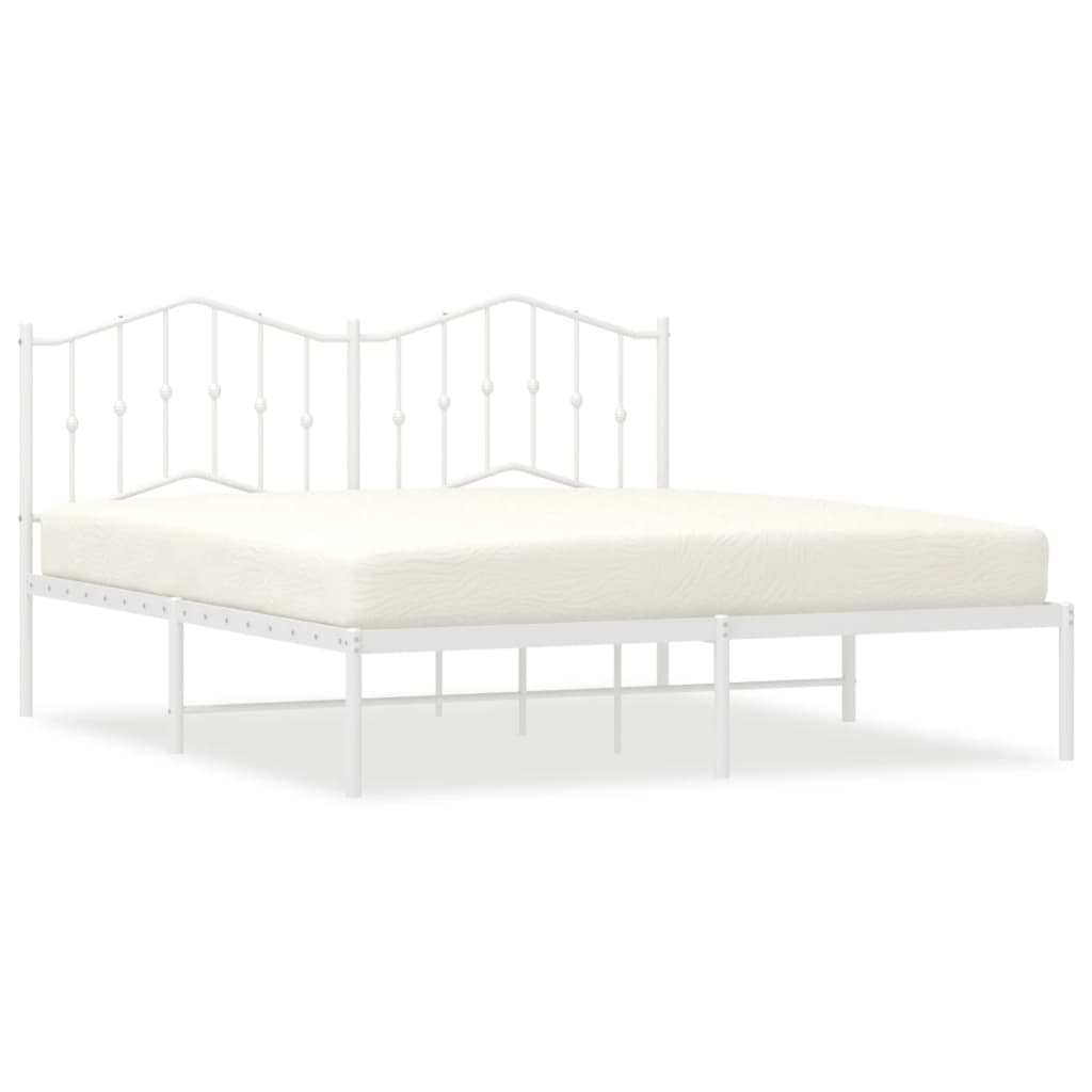 sengeramme med sengegavl 160x200 cm metal hvid
