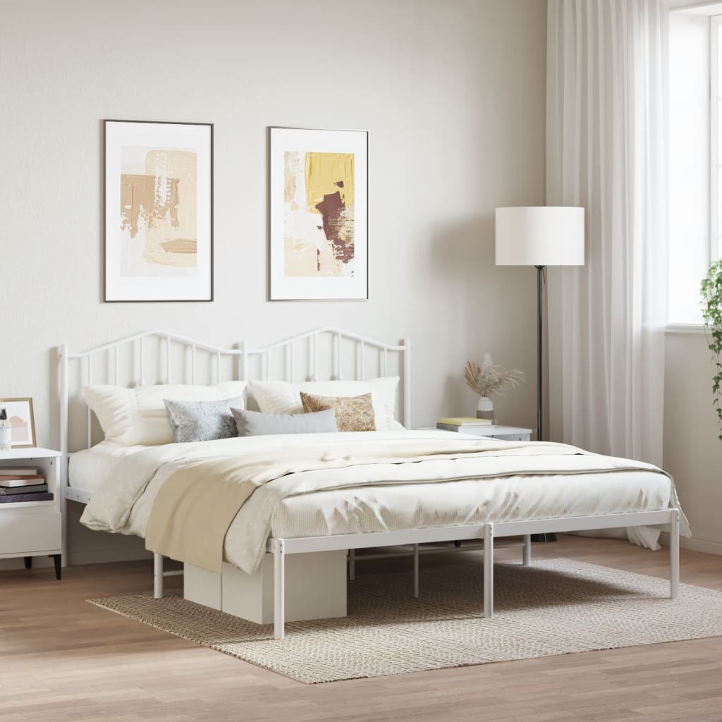 sengeramme med sengegavl 160x200 cm metal hvid