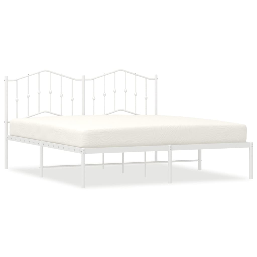 sengeramme med sengegavl 180x200 cm metal hvid