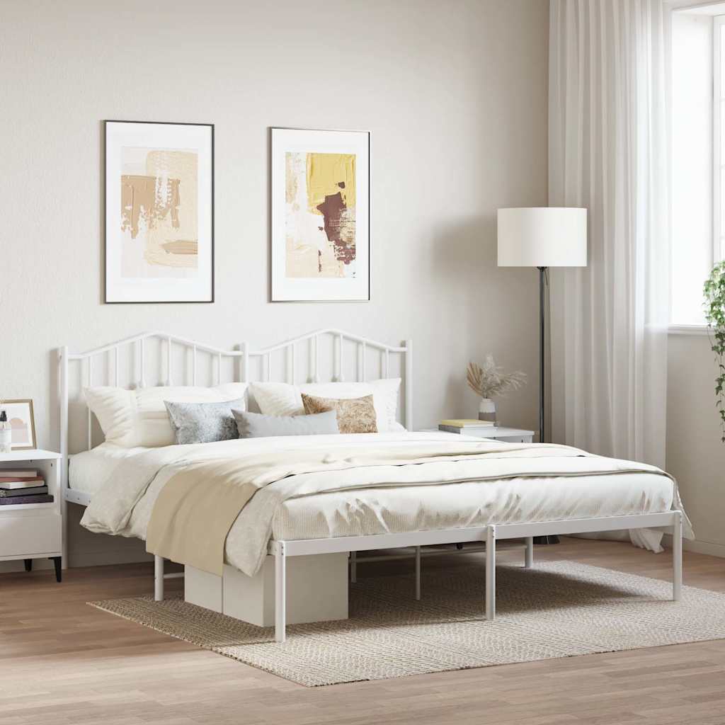 sengeramme med sengegavl 180x200 cm metal hvid