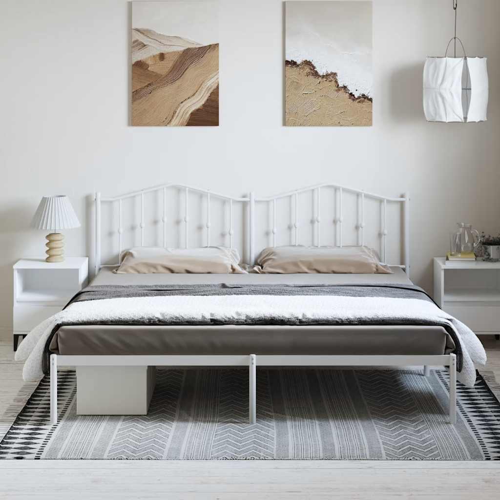 sengeramme med sengegavl 193x203 cm metal hvid