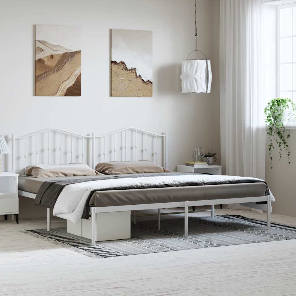 sengeramme med sengegavl 193x203 cm metal hvid