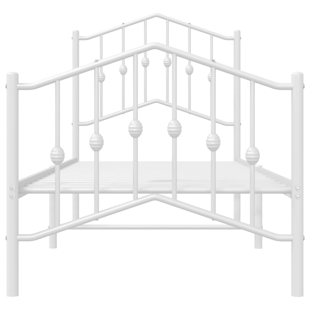 sengeramme med sengegavl og fodgærde 75x190 cm metal hvid