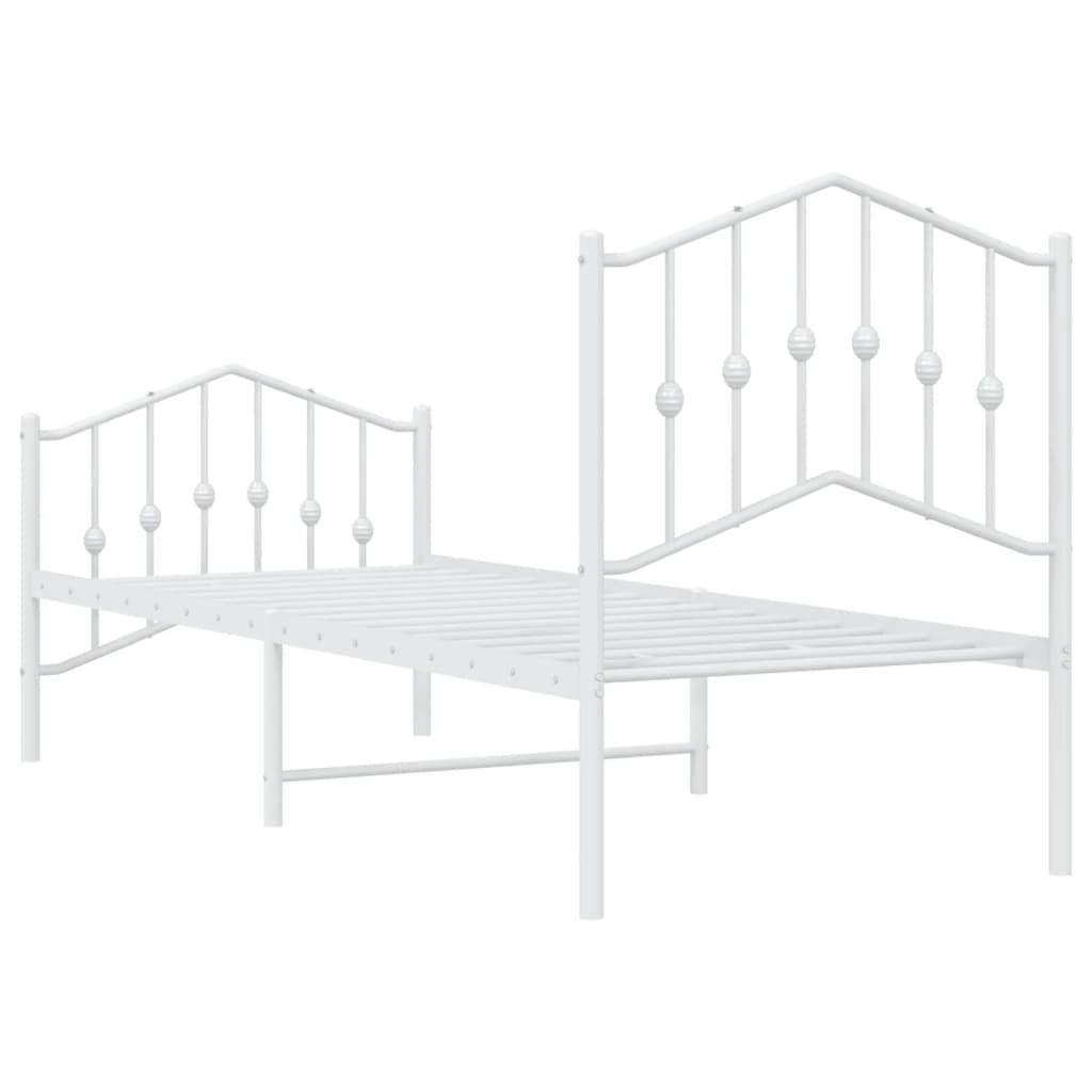 sengeramme med sengegavl og fodgærde 75x190 cm metal hvid