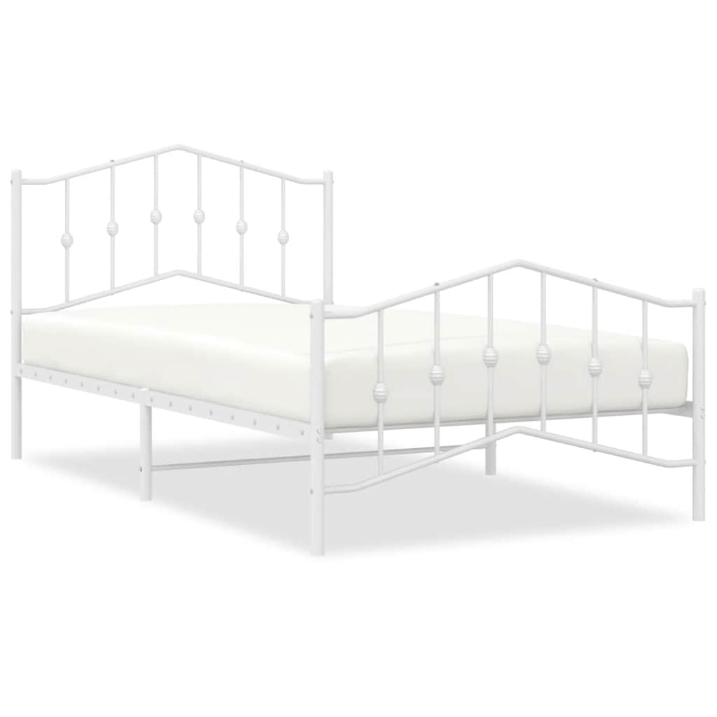 sengeramme med sengegavl og fodgærde 100x200 cm metal hvid