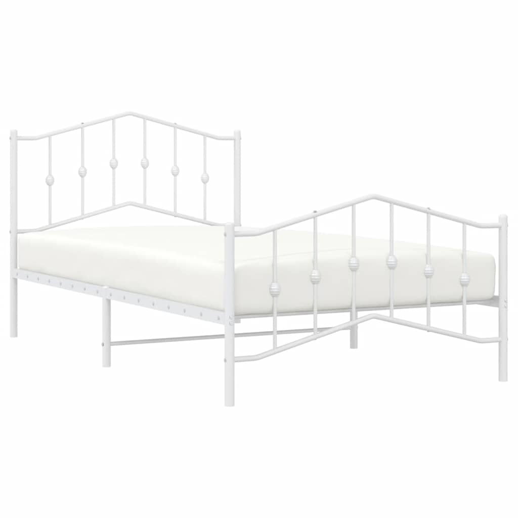 sengeramme med sengegavl og fodgærde 100x200 cm metal hvid
