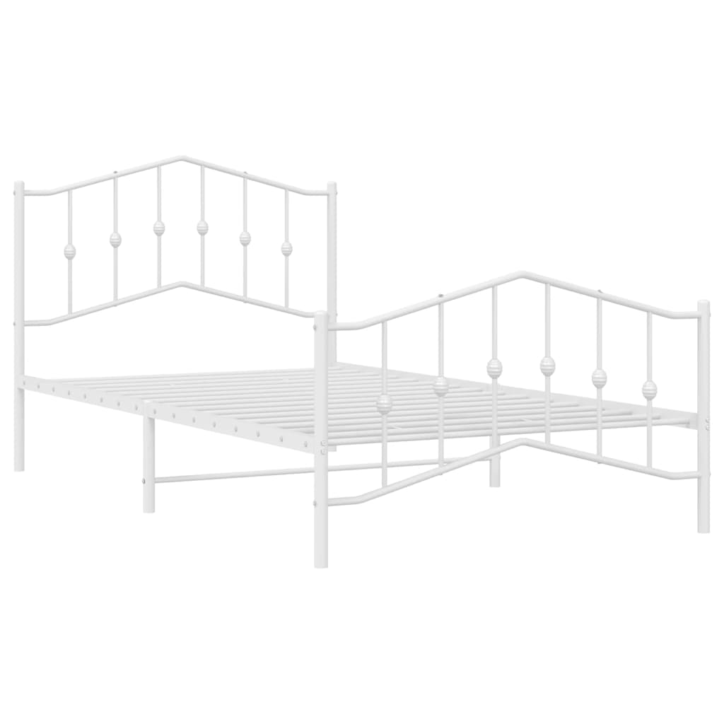 sengeramme med sengegavl og fodgærde 100x200 cm metal hvid