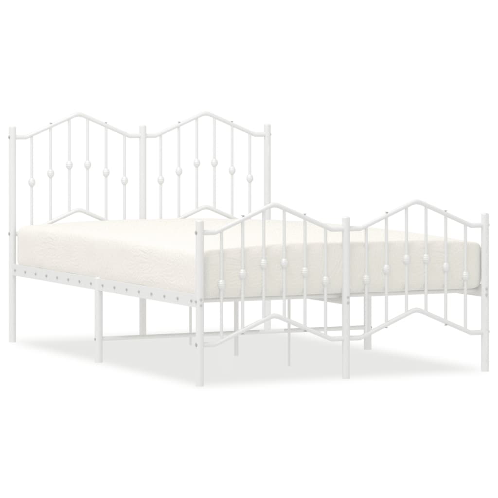 sengeramme med sengegavl og fodgærde 120x190 cm metal hvid