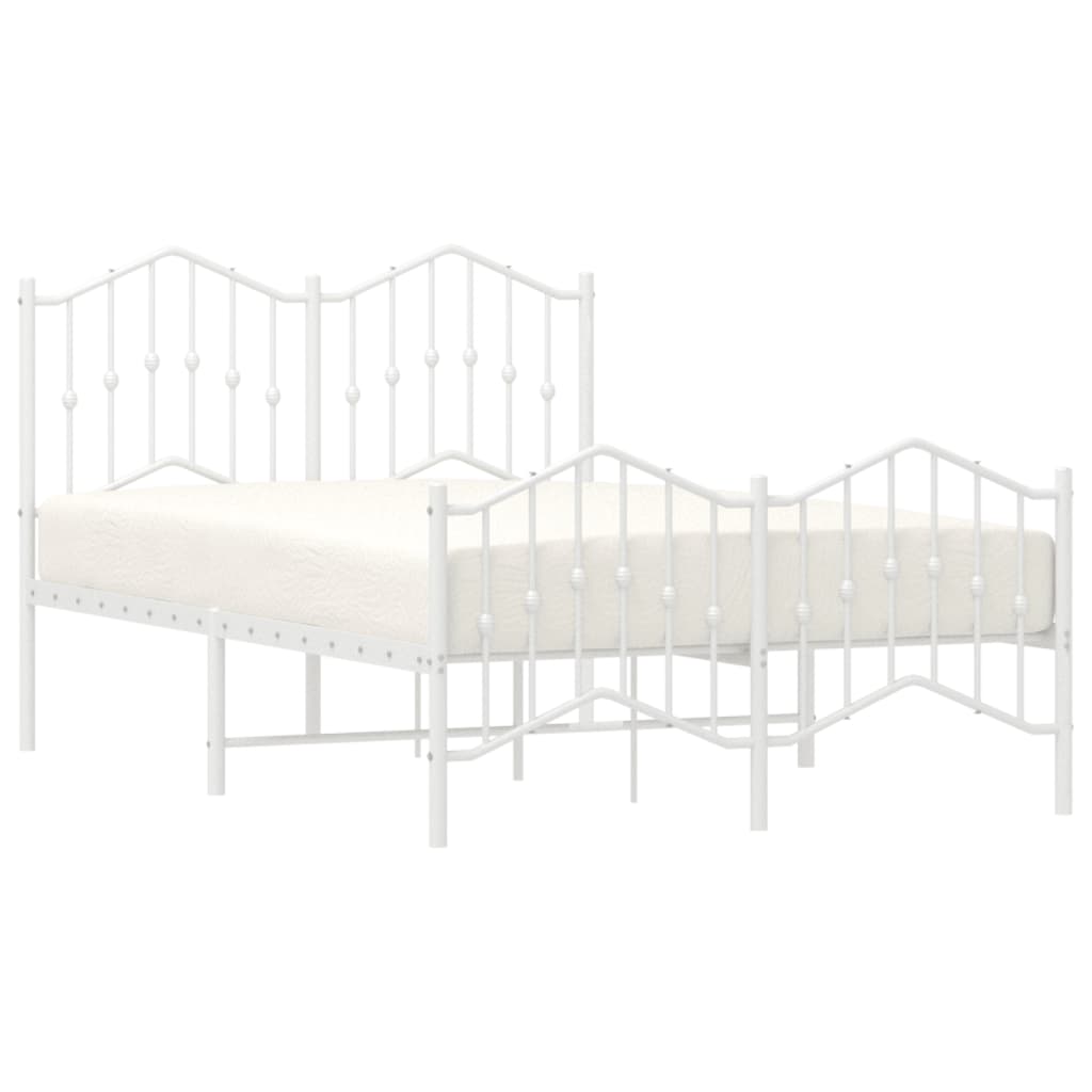 sengeramme med sengegavl og fodgærde 120x190 cm metal hvid