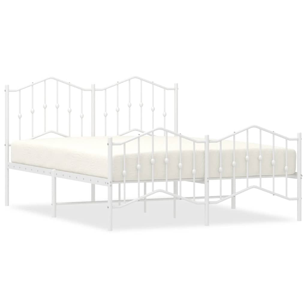 sengeramme med sengegavl og fodgærde 135x190 cm metal hvid