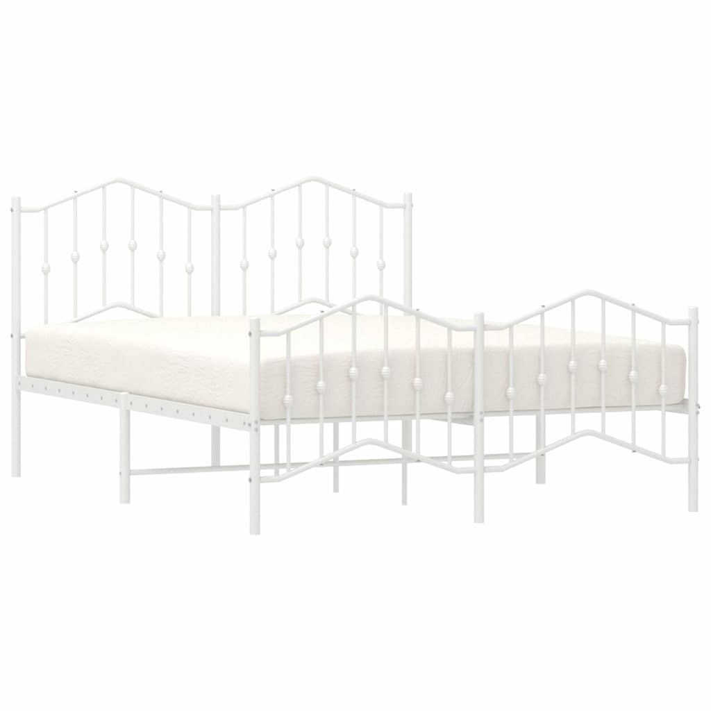 sengeramme med sengegavl og fodgærde 135x190 cm metal hvid
