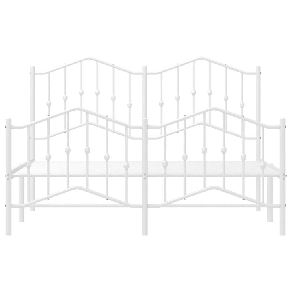 sengeramme med sengegavl og fodgærde 135x190 cm metal hvid