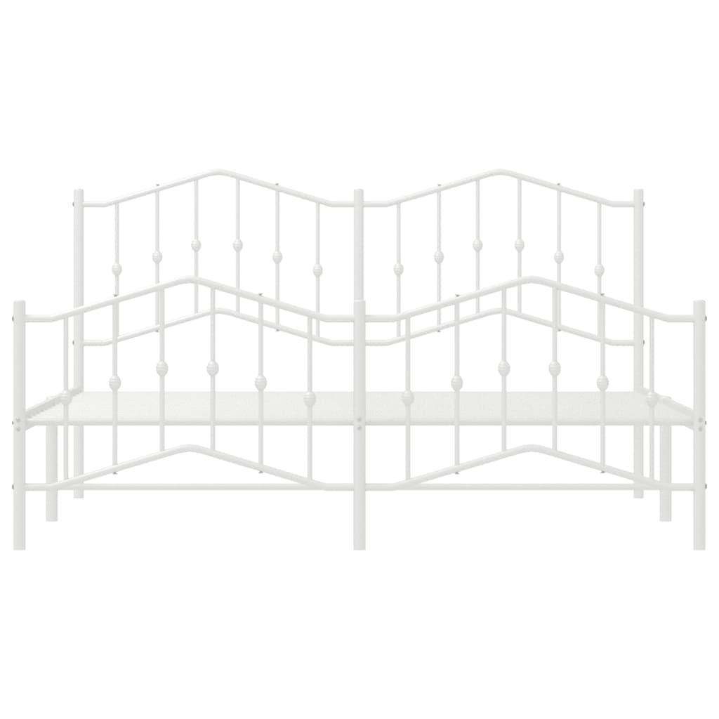 sengeramme med sengegavl og fodgærde 183x213 cm metal hvid