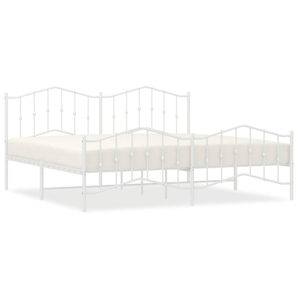 sengeramme med sengegavl og fodgærde 193x203 cm metal hvid