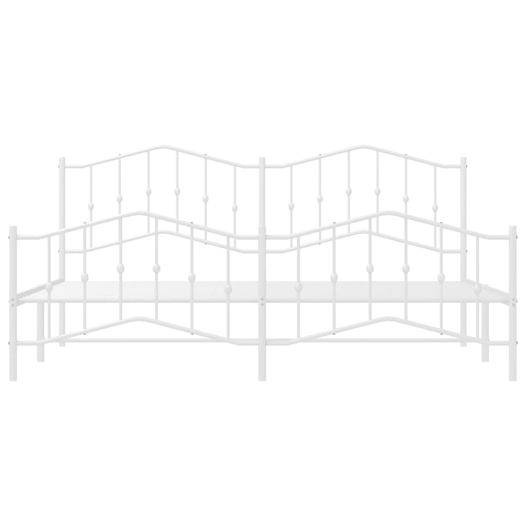 sengeramme med sengegavl og fodgærde 193x203 cm metal hvid