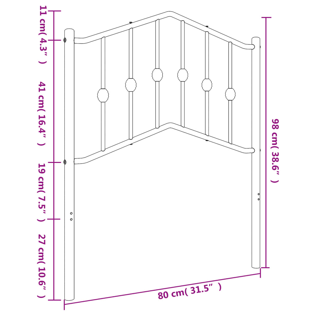 udskiftningsgavl 75 cm metal hvid