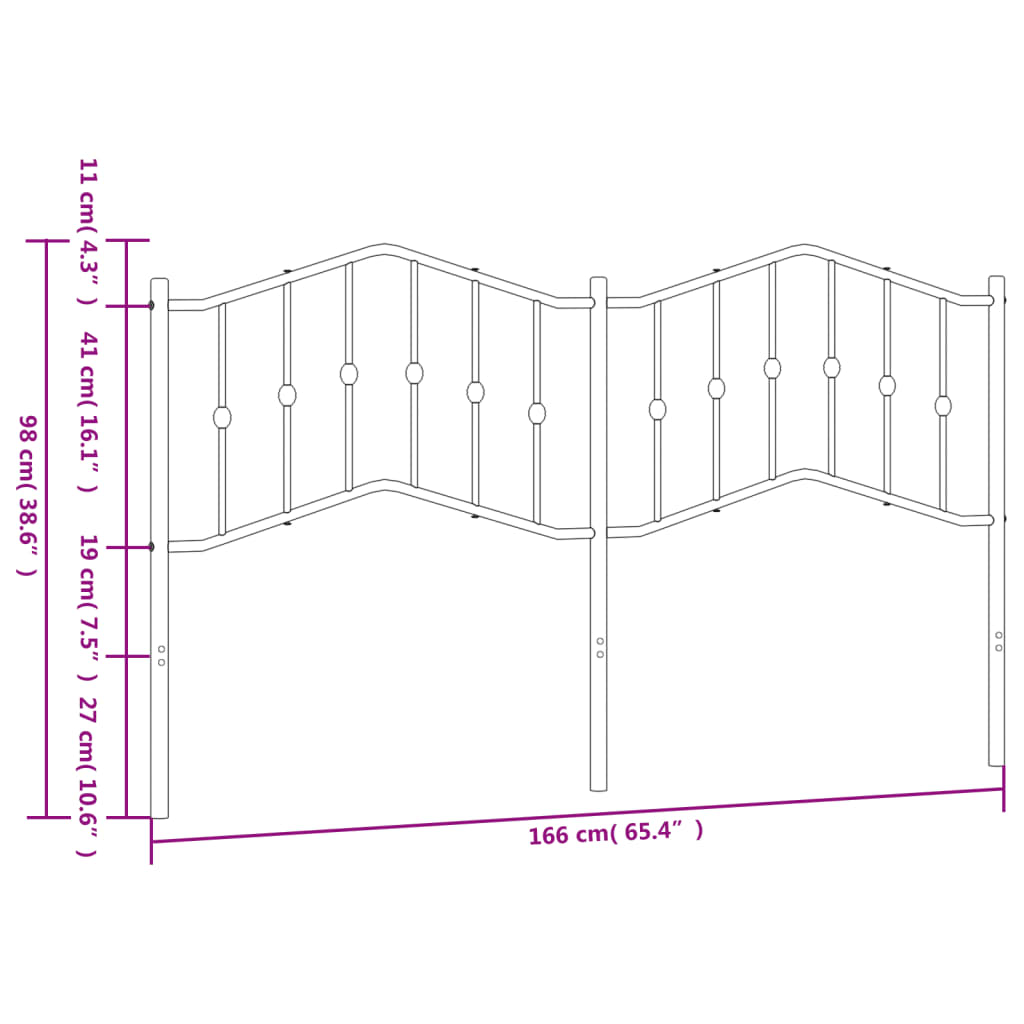 udskiftningsgavl 160 cm metal hvid
