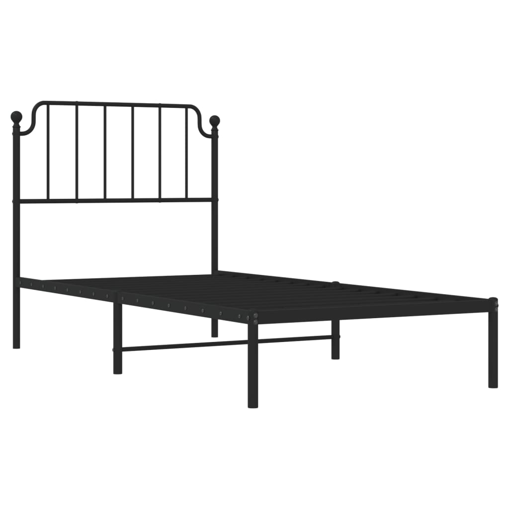 sengeramme med sengegavl 90x200 cm metal sort