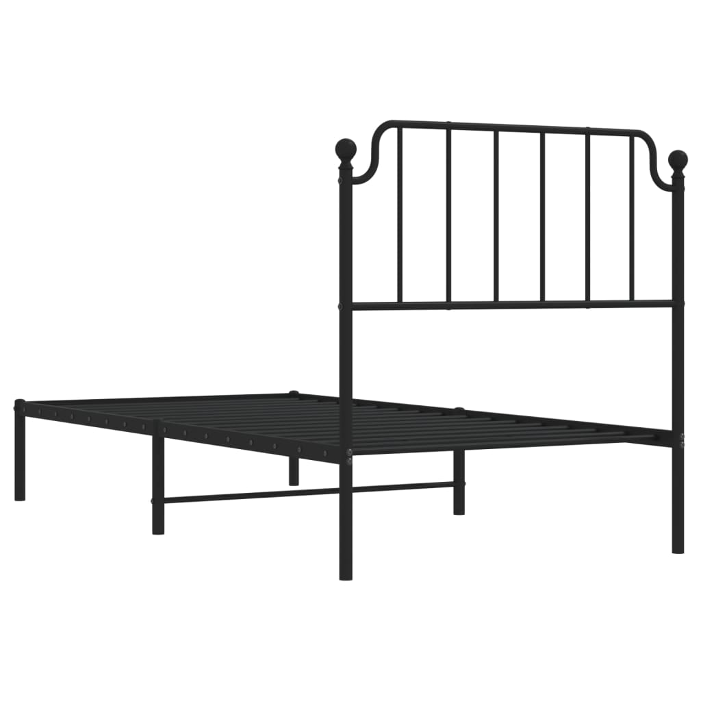sengeramme med sengegavl 90x200 cm metal sort