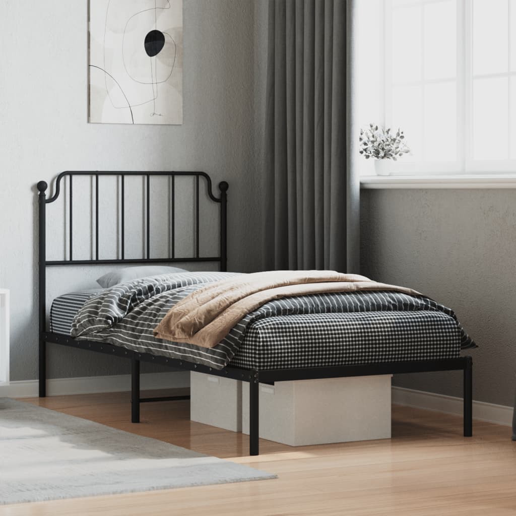 sengeramme med sengegavl 90x200 cm metal sort