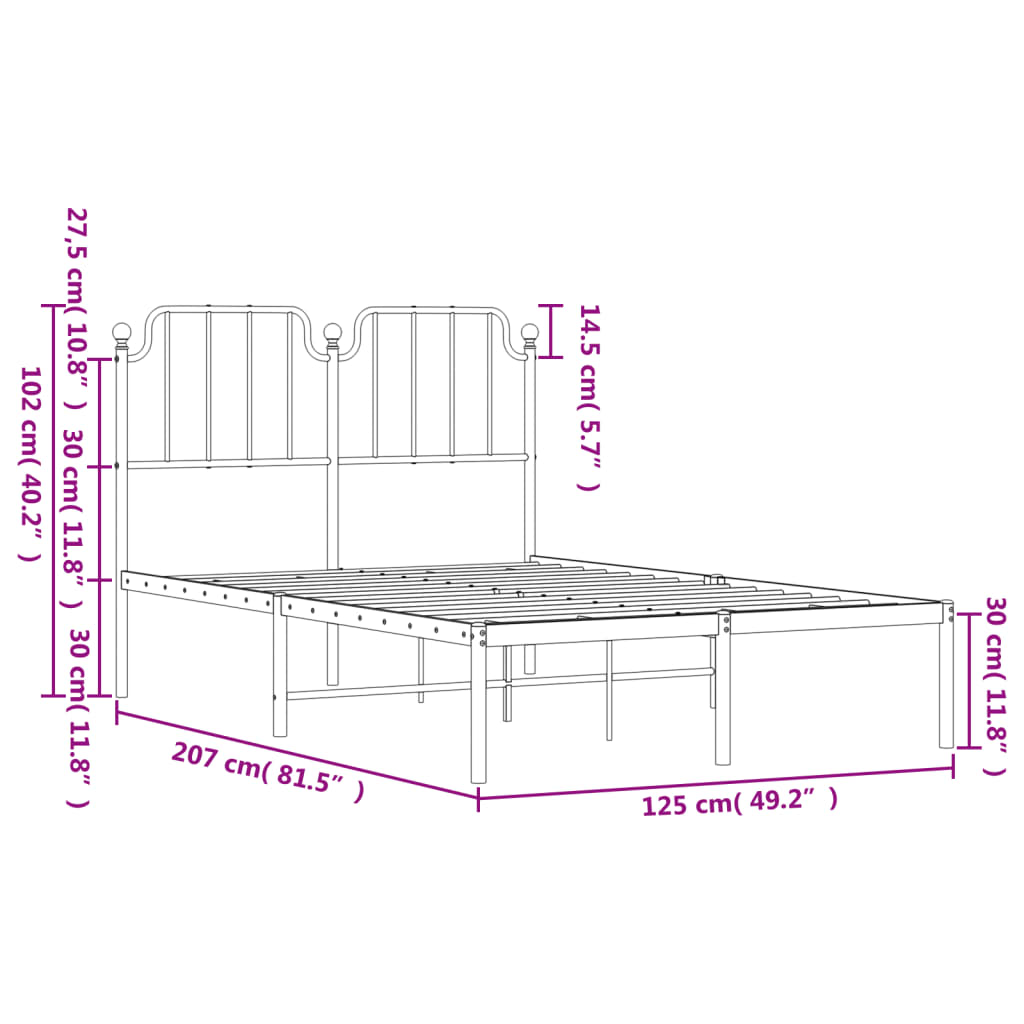 sengeramme med sengegavl 120x200 cm metal sort