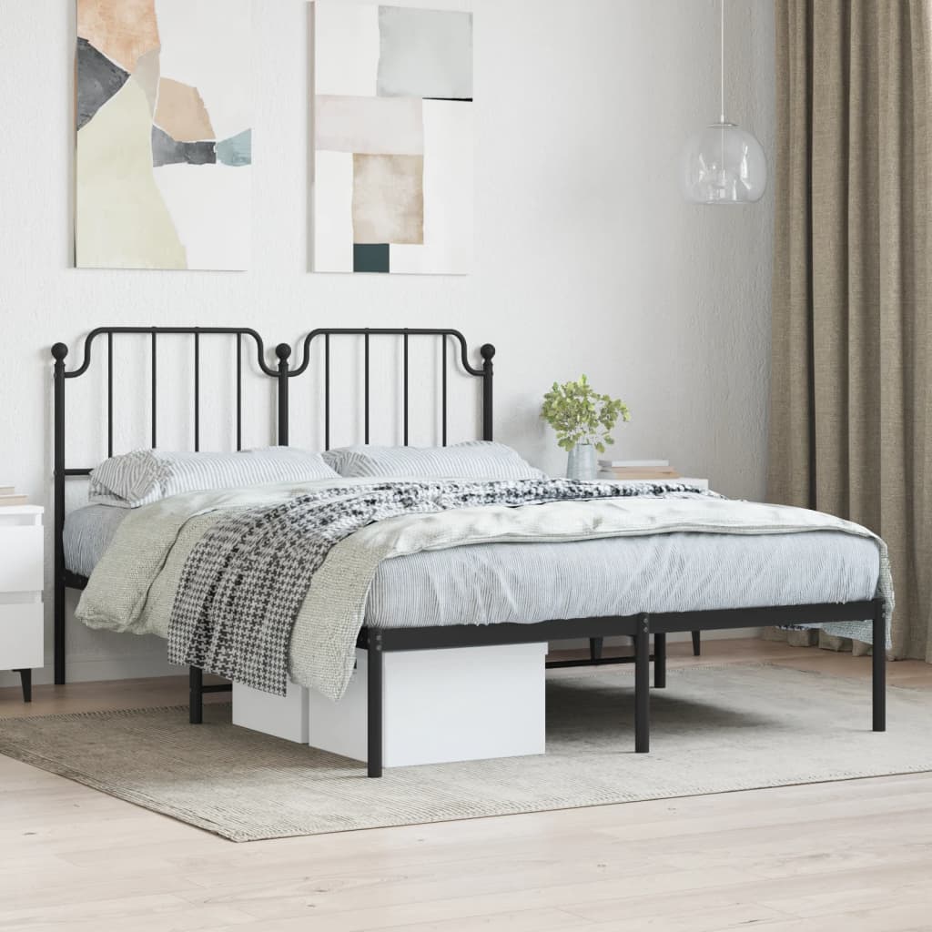 sengeramme med sengegavl 140x190 cm metal sort