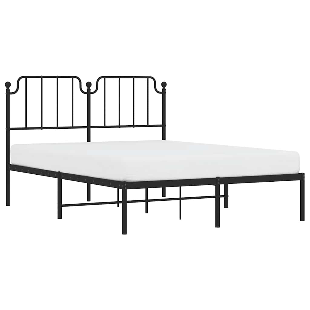 sengeramme med sengegavl 150x200 cm metal sort