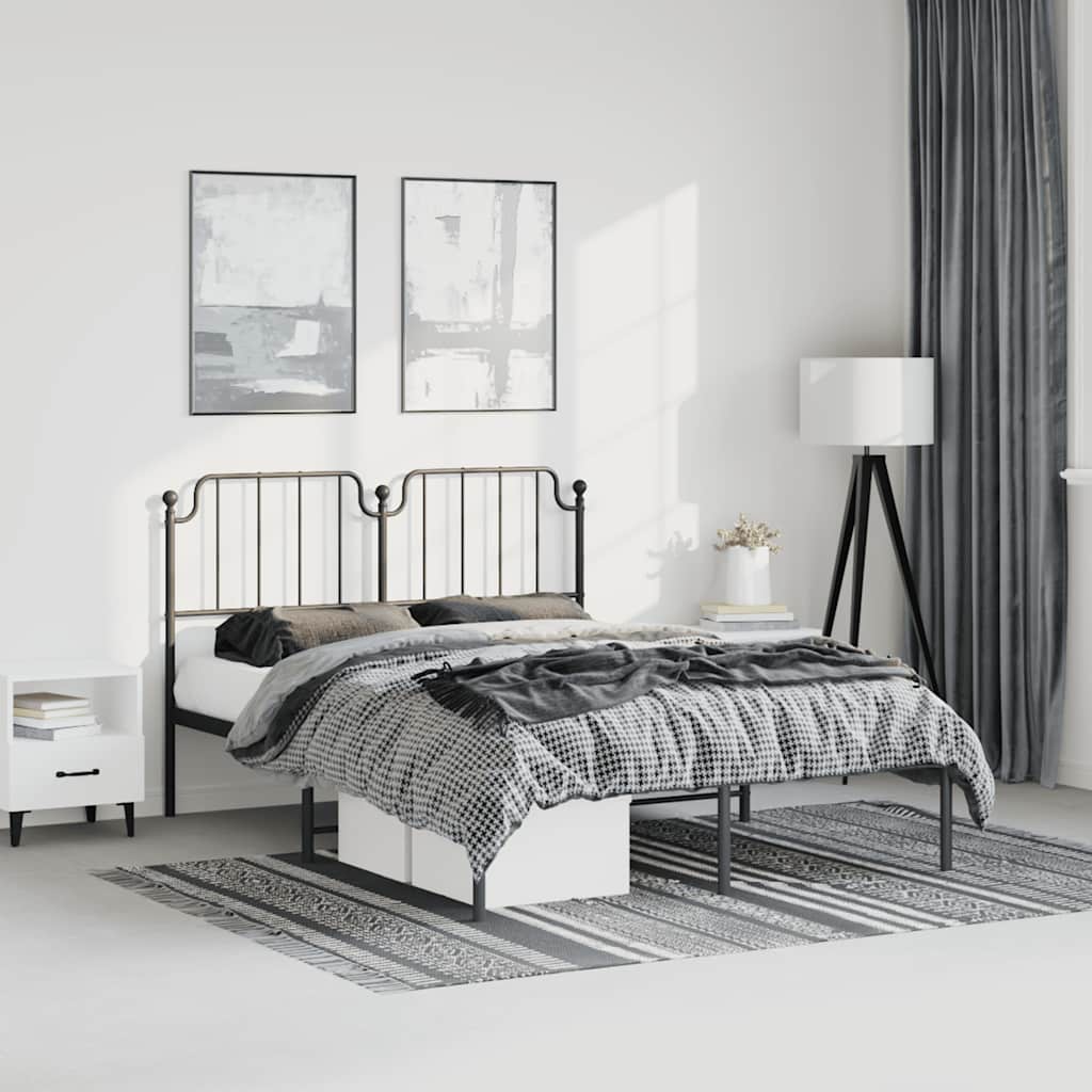 sengeramme med sengegavl 150x200 cm metal sort