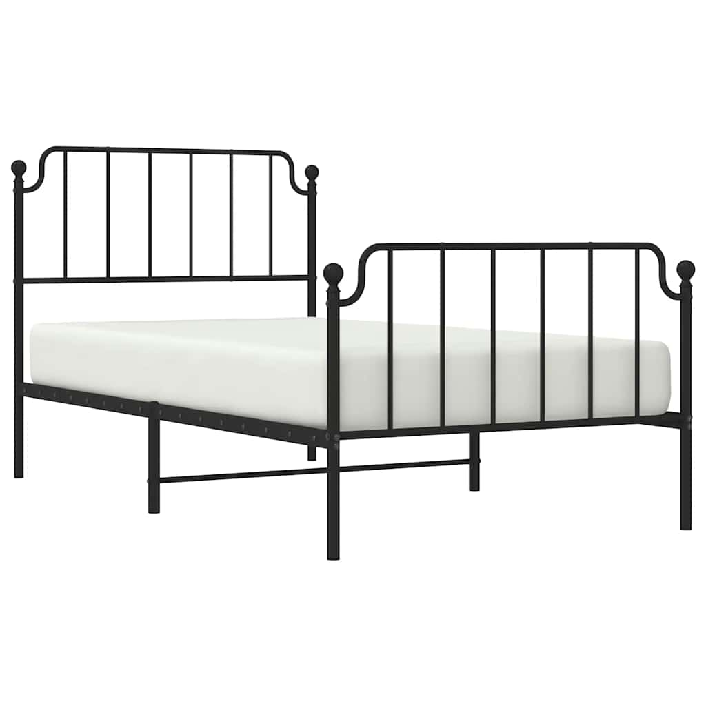 sengeramme med sengegavl og fodgærde 100x200 cm metal sort