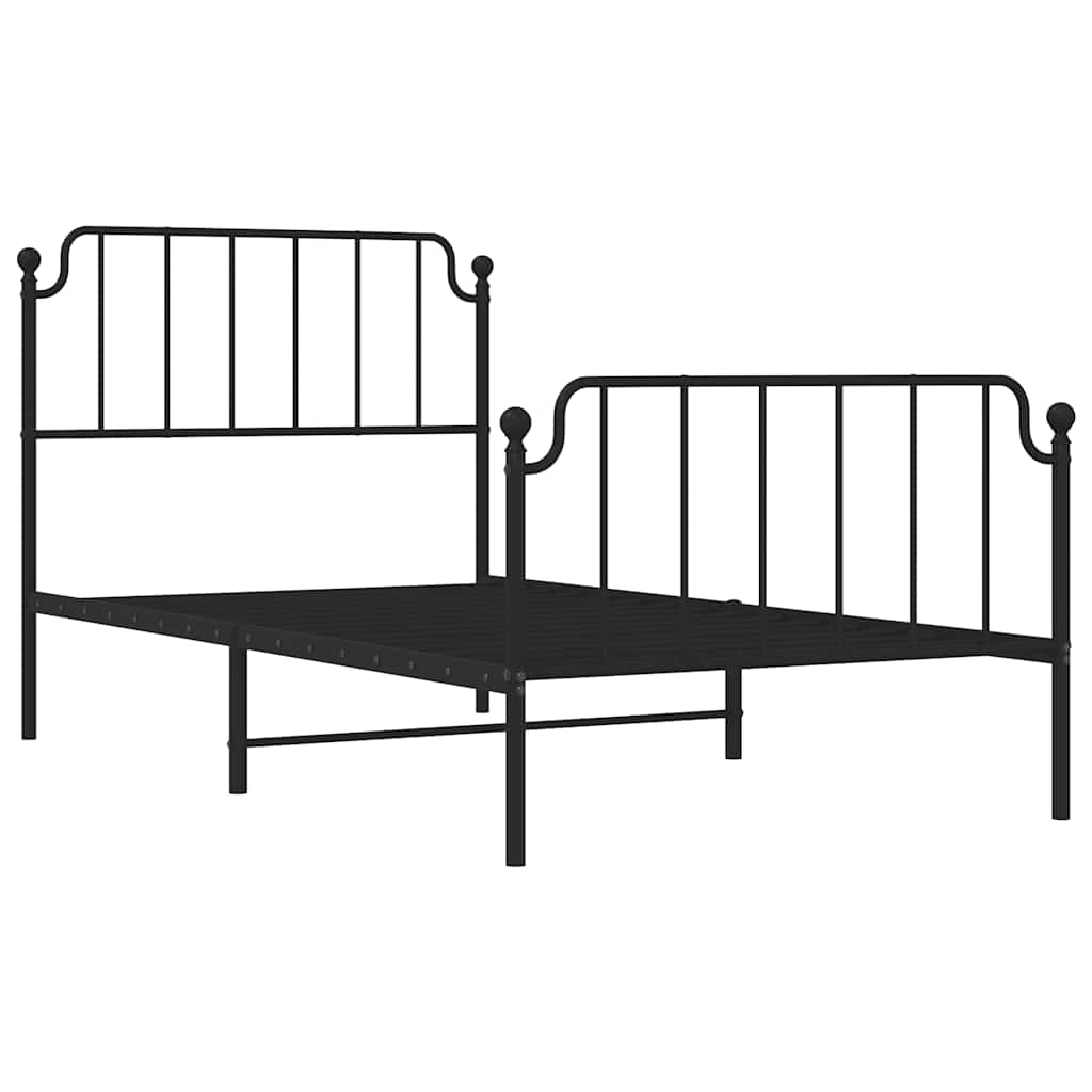 sengeramme med sengegavl og fodgærde 100x200 cm metal sort