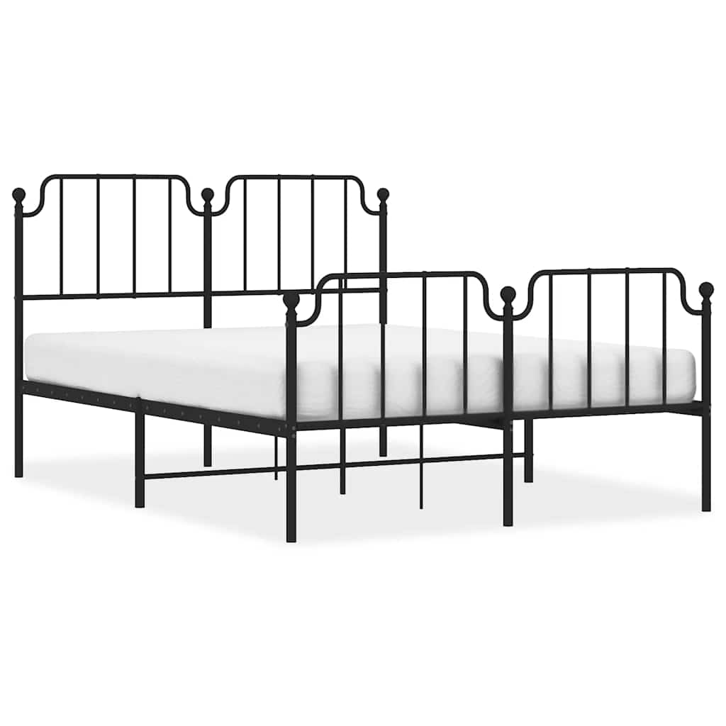sengeramme med sengegavl og fodgærde 135x190 cm metal sort