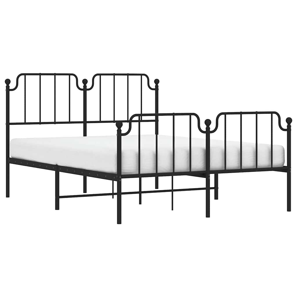 sengeramme med sengegavl og fodgærde 135x190 cm metal sort