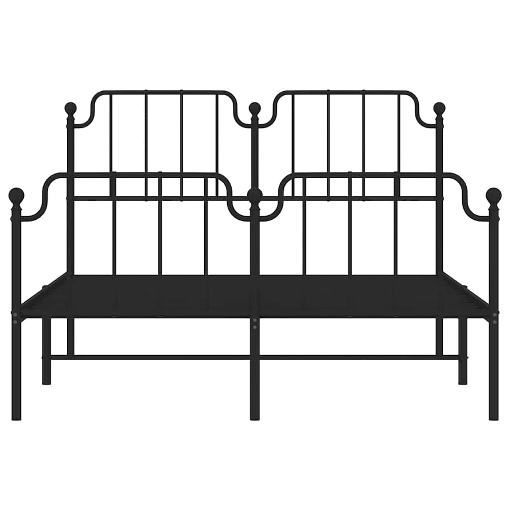 sengeramme med sengegavl og fodgærde 135x190 cm metal sort