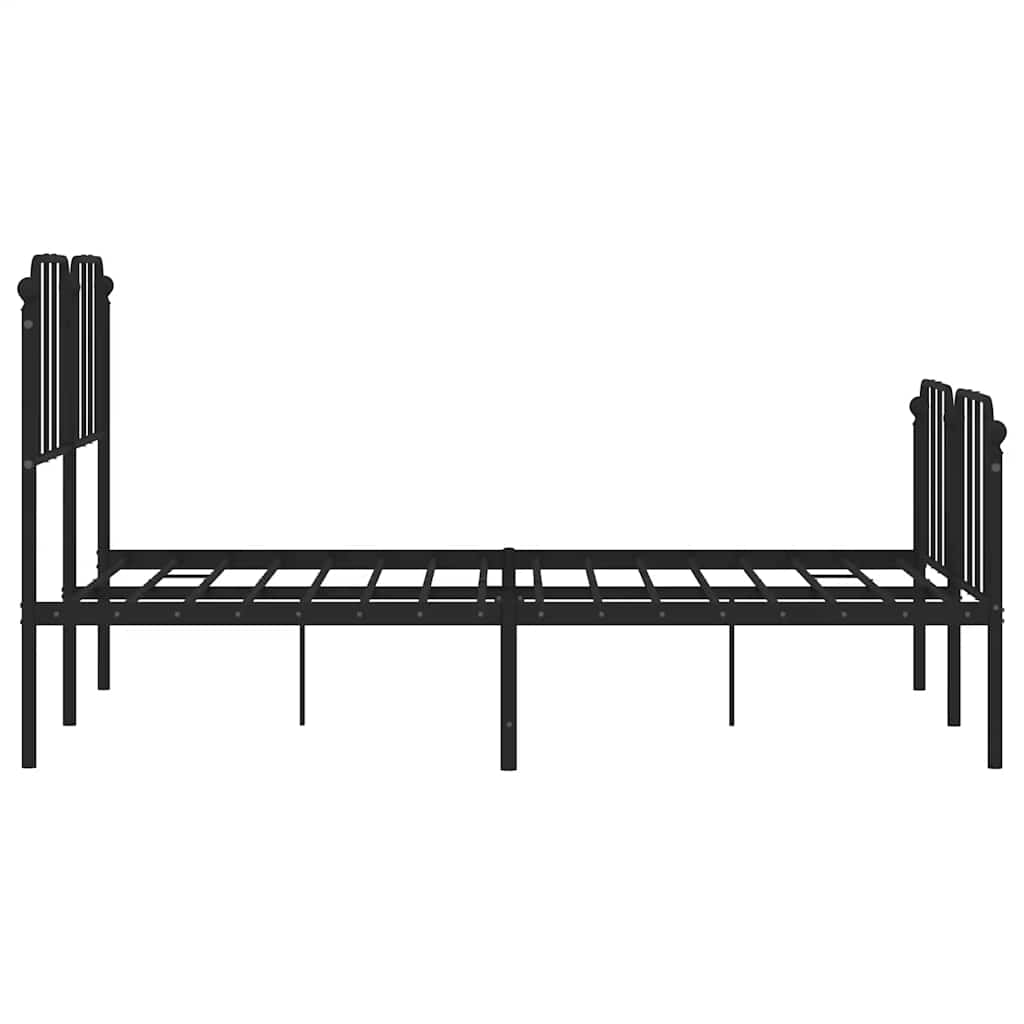 sengeramme med sengegavl og fodgærde 135x190 cm metal sort