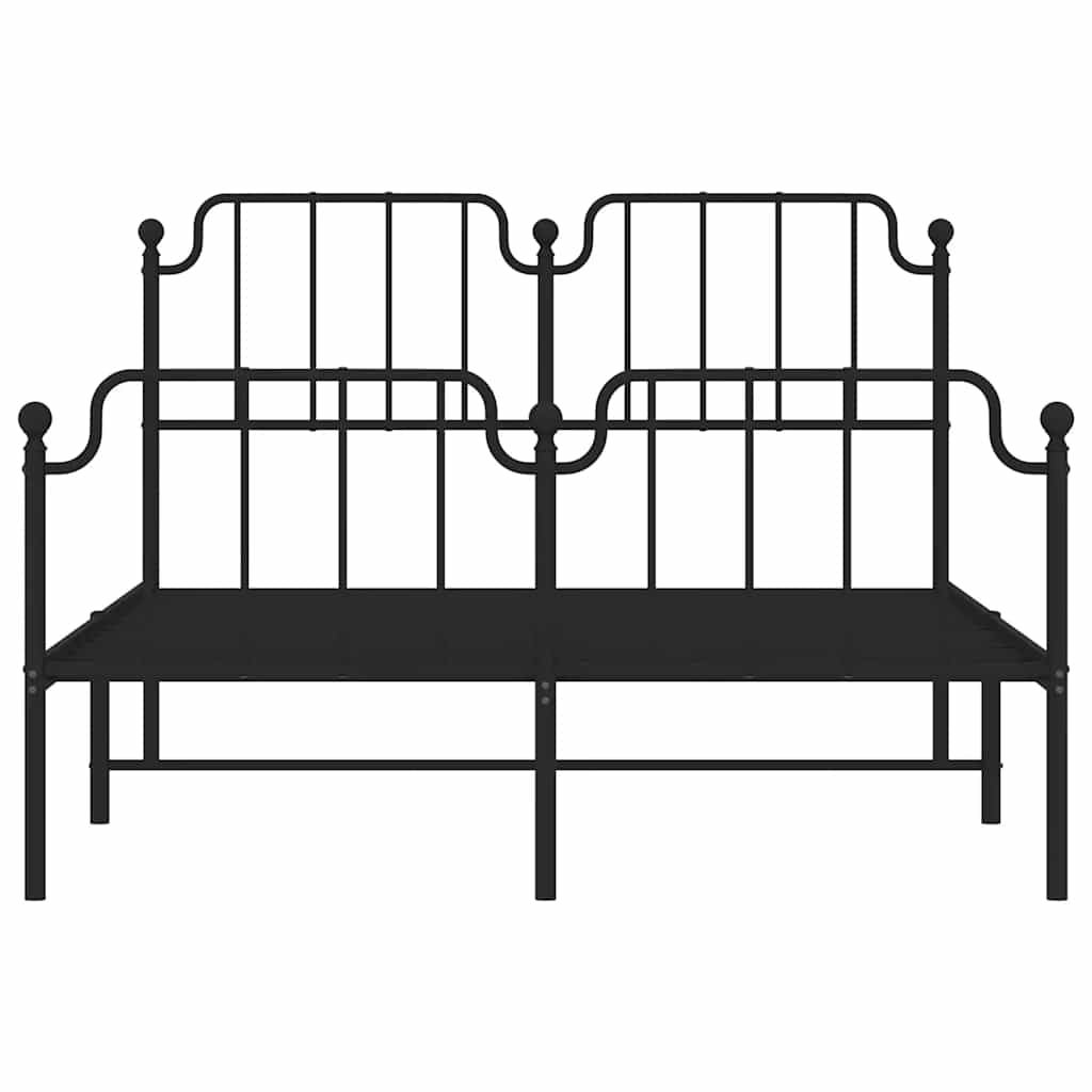 sengeramme med sengegavl og fodgærde 150x200 cm metal sort