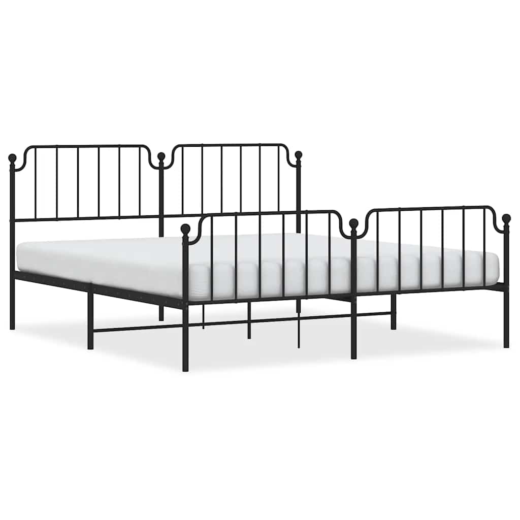 sengeramme med sengegavl og fodgærde 183x213 cm metal sort
