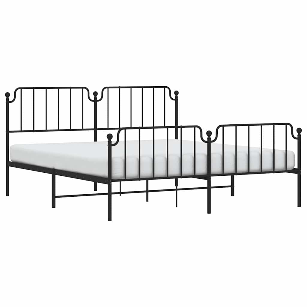 sengeramme med sengegavl og fodgærde 183x213 cm metal sort