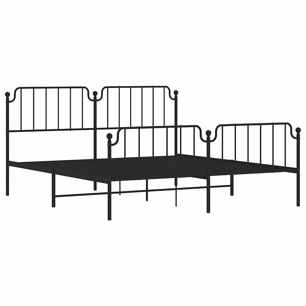 sengeramme med sengegavl og fodgærde 183x213 cm metal sort