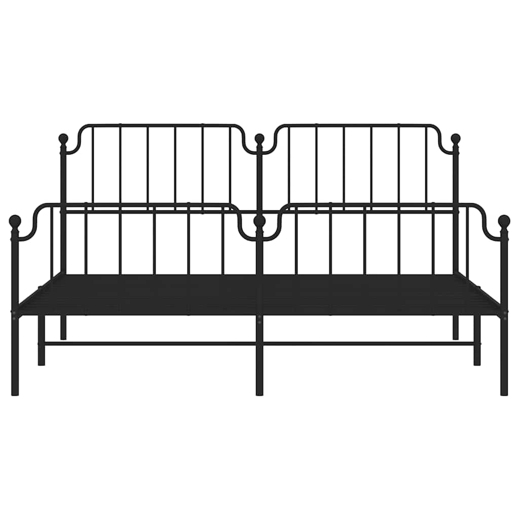 sengeramme med sengegavl og fodgærde 183x213 cm metal sort