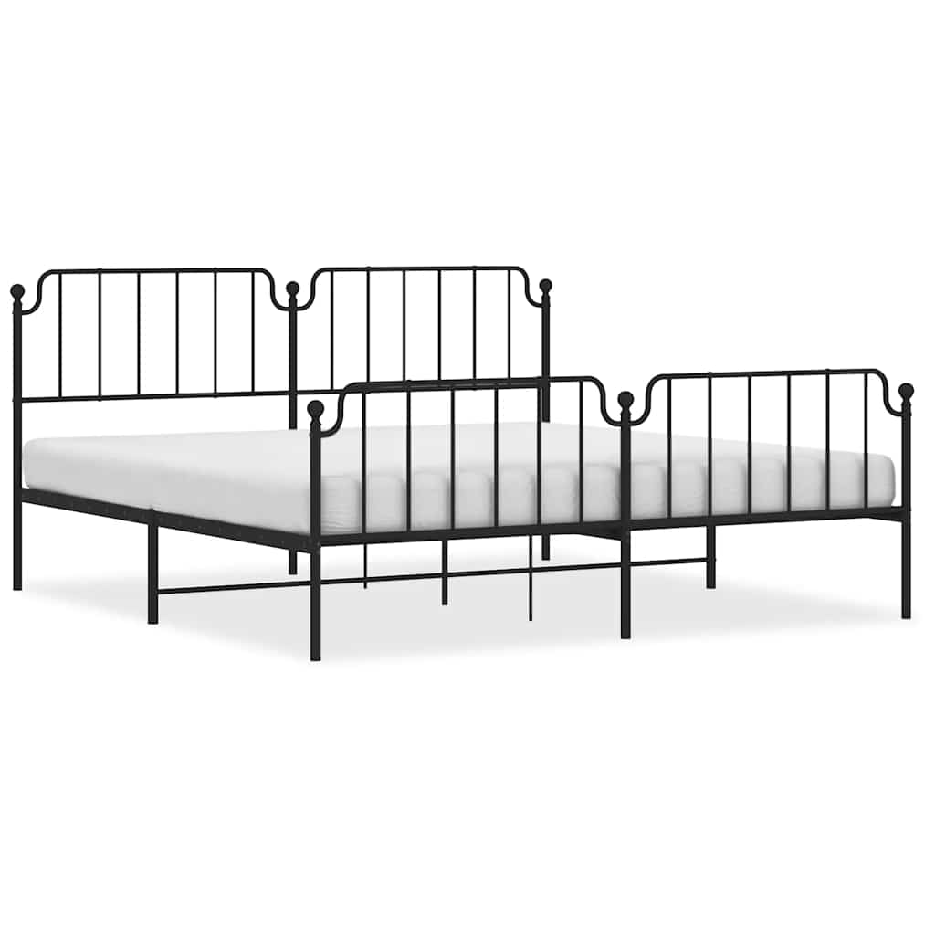 sengeramme med sengegavl og fodgærde 193x203 cm metal sort