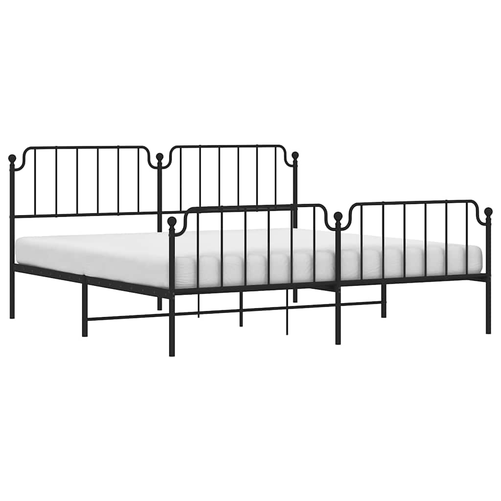 sengeramme med sengegavl og fodgærde 193x203 cm metal sort